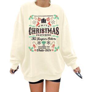Womens White Christmas Sweatshirt Christmas Crewneck Shirt